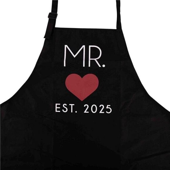 Mr. and Mrs. Couples Kitchen Aprons (2-Piece Set) Cute Cooking Bibs Wedding - Picture 5 of 7